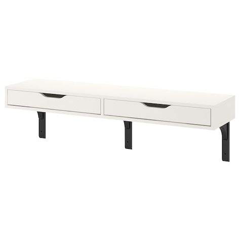 EKBY ALEX / EKBY VALTER Shelf with drawer - white, black - IKEA Ikea Wall Shelves, Wall Shelf With Drawer, Ikea Ekby, Alex Drawer, Wall Shelf Unit, Ikea Wall, Ikea Ireland, Ikea Lack, Wall Shelves & Ledges