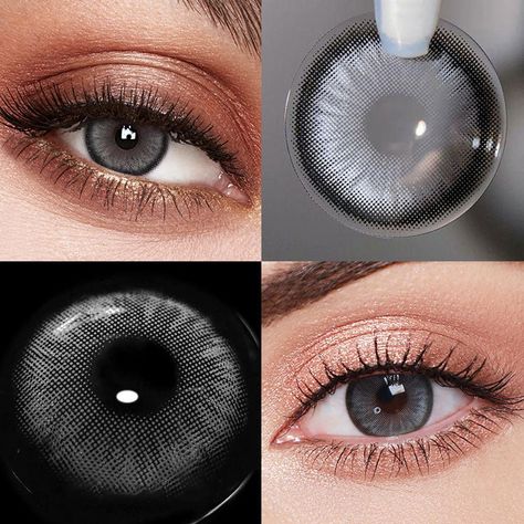 Grey Contact Lenses, Coloured Contacts, Best Colored Contacts, Evening Eye Makeup, Natural Color Contacts, Colored Eye Contacts, Eye Lenses, Grey Contacts, Soft Lens