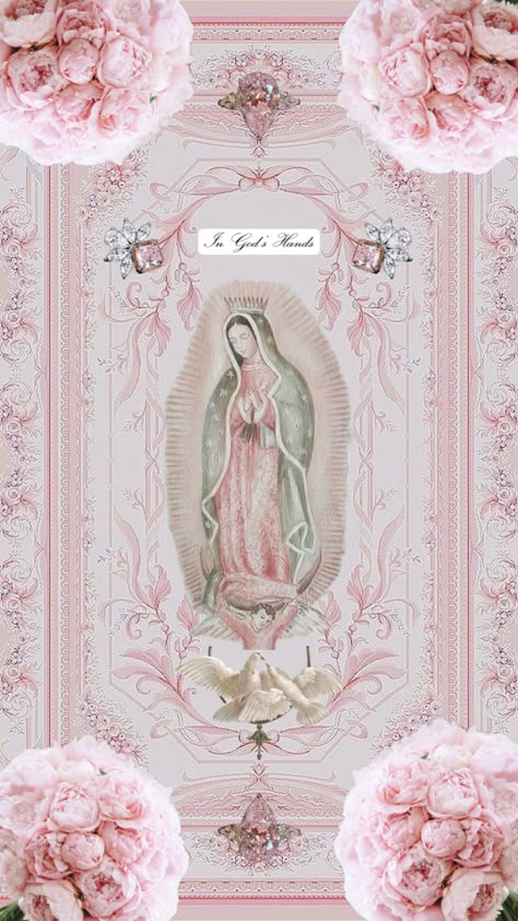 #virginmary #easter #catholicaesthetic #maryaesthetic Mother Mary Wallpaper, Mexico Wallpaper, Catholic Wallpaper, Pink Wallpaper Hello Kitty, Virgin Mary Art, Mexican Culture Art, Cute Home Screens, Cross Wallpaper, Jesus And Mary Pictures