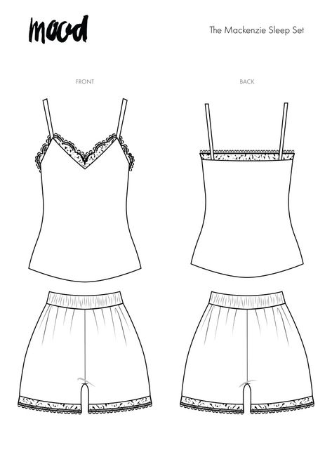 Swimwear Sewing Patterns, Sewing Patterns Free Beginner, Free Pdf Sewing Patterns, Lingerie Patterns, Pajama Pattern, Sewing Projects Clothes, Sewing Lingerie, Free Sewing Pattern, Mood Fabrics