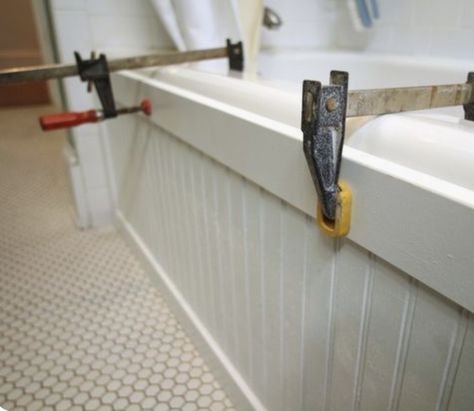 Beadboard Bathroom Ideas, Beadboard Bathroom, Bathtub Surround, Tub Surround, Bathroom Update, Bathroom Redo, Bathroom Renos, Bath Remodel, Kids' Bathroom