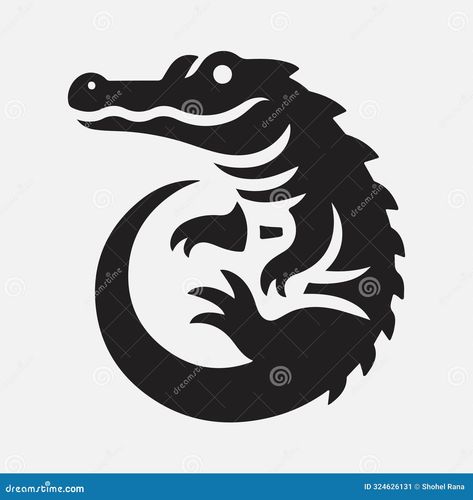 Alligator Silhouette Logo: Bold and Timeless Design. Isolated On White Background Alligator Silhouette, Alligator Logo, Logo Silhouette, Silhouette Logo, Creative Logos, Abstract Animal Art, Black Silhouette, Black And White Illustration, Background Illustration