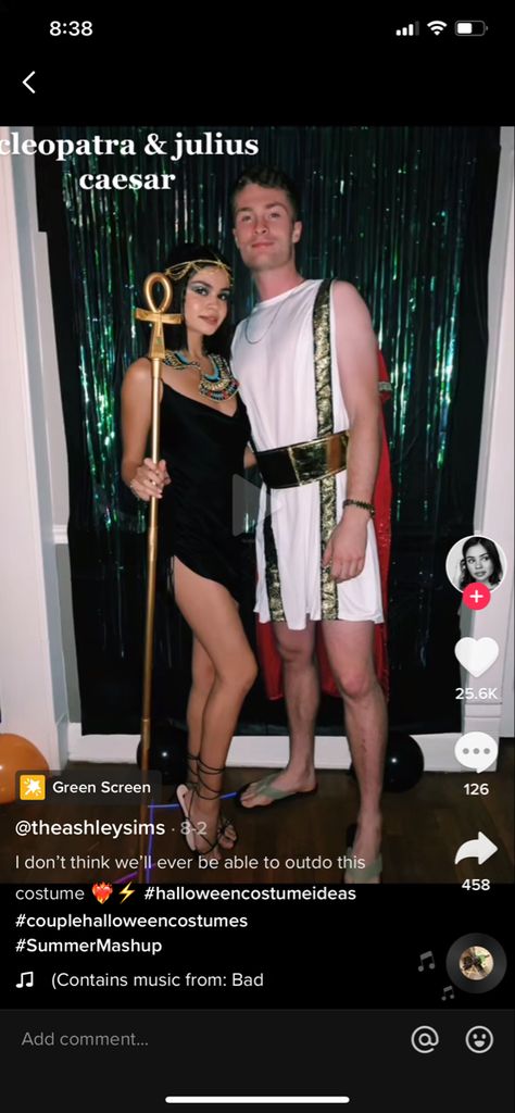 Cleopatra Julius Caesar Costume, Cleopatra And King Tut Costume, Cleopatra Couples Costume, Kleopatra Costume Halloween, Cleopatra And Cesar Costume, Cleopatra And Ceasar Costumes, Cleopatra And Marc Anthony Costume, Gladiator Couple Costume, Cleopatra Halloween Costume Couple