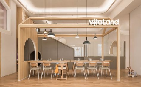 » Vitaland Kid Restaurant by Golucci Interior Architects - Beijing Shop Entrance, Kids Restaurants, Kids Cafe, Interior Architects, Cool Kids Bedrooms, Circular Lighting, Kindergarten Design, Pub Decor, Hospital Interior Design