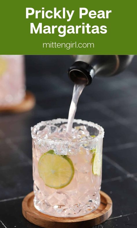 Prickly Pear Liqueur, Spicy Prickly Pear Margarita, Prickly Pear Martini, Pear Tequila Cocktail, Prickly Pear Margarita Recipe, Prickly Pear Cocktail Recipes, Pear Margarita Recipe, Vodka Margarita, Prickly Pear Recipes