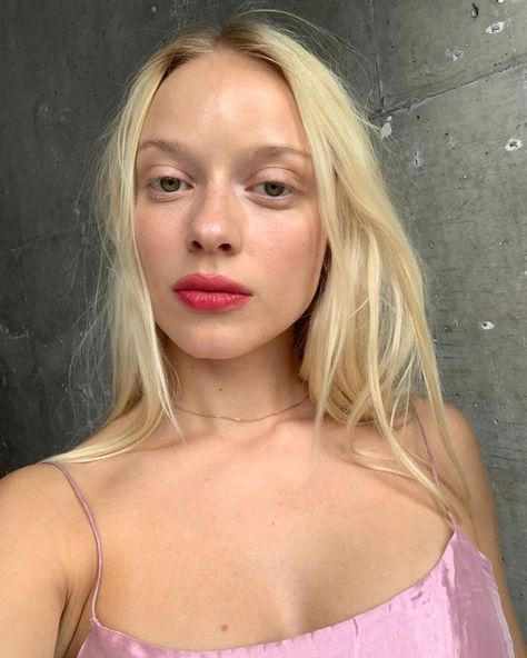 Glossier Generation G Lipsticks: Model wearing shade Crush Glossier Generation G, Glossier Beauty, Stretch Concealer, Cloud Paint, Generation G, Blonde Babies, To All My Friends, Bright Red Lipstick, Glossy Makeup