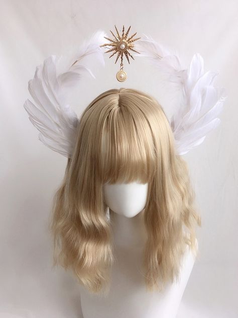 Angelic Hairstyles Aesthetic, Angel Halo Diy, Halo Design Angel, Angel Hairstyle, Angel Headpiece, Angel Hat, Angel Halo Headband, Angel Costume Diy, Lucy Costume