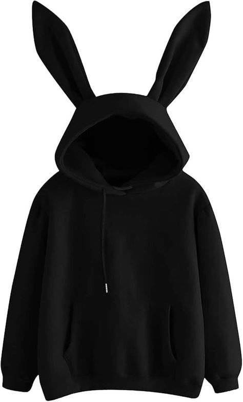 Rabbit Hoodie Cute Solid Hoodies with Ears Bunny Hoodie with Ears with Hood Bunny Ear Mens Hoodies Graphic Rabbit Ear Black at Amazon Women’s Clothing store Bunny Hoodie With Ears, Bunny Hood, Bear Ear Hoodie, Hoodie Ears, Bunny Ear Hoodie, Rabbit Hoodie, Hoodies For Teens, Hoodie With Ears, How To Draw Ears