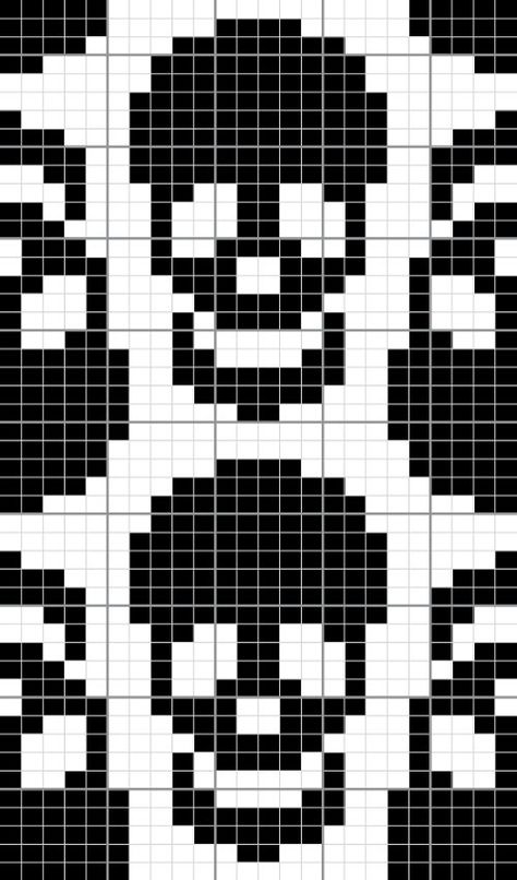 Skull Knitting Pattern Chart, Halloween Colorwork Chart, Ghost Knitting Chart, Skull Knitting Chart, Skull Pixel Art Grid, Pentagram Pixel Art, Knit Graph Patterns Charts, Knitting Graph Patterns, Skull Knitting Pattern