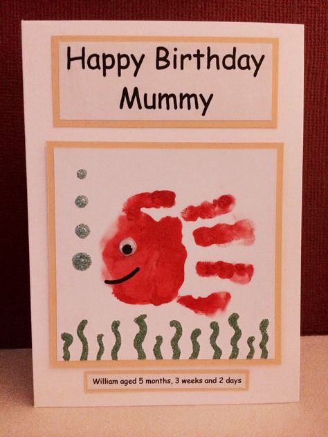 Handmade birthday card for mummy with baby handprint Happy Birthday Mummy Cards Handmade, Baby Handprint Birthday Card, Handprint Birthday Card, Handprint Cards, Handprint Ideas, Happy Birthday Mummy, Baby Birthday Card, Baby Art Projects