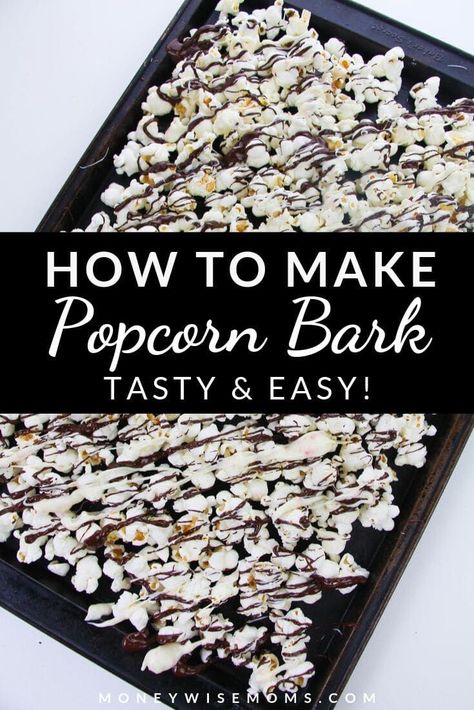 Peppermint Popcorn Bark Recipe - Moneywise Moms Chocolate Covered Popcorn Recipe, Almond Bark Popcorn, Popcorn Bark, Almond Bark Recipes, Peppermint Popcorn, Chocolate Covered Popcorn, Bark Recipes, How To Make Popcorn, Peppermint Recipes