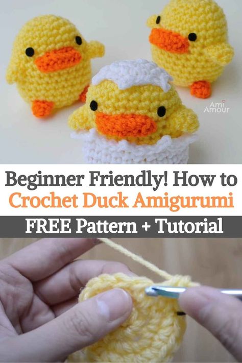 Easy Crochet For Beginners, Duck Crochet Pattern, Duck Crochet, Amigurumi Minta, Easy Knitting Projects, Crochet Easter, Crochet Geek, Easter Crochet Patterns, Pola Amigurumi