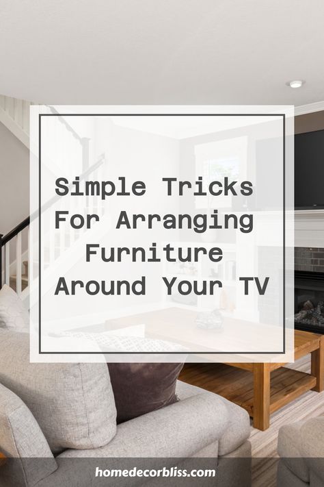 Simple tricks for arranging furniture around your TV in a cozy living room. Corner Tv Furniture Arrangement, Living Rooms With Lots Of Seating, Tv Room Dining Room Combo, Next To Couch Storage, Sofa Table Against Wall Living Rooms, Living Room With Only One Couch, Corner Tv Living Room Layout Mounted Tv, Tv In Front Of Windows Living Room, Tv Room With L Shaped Sofa