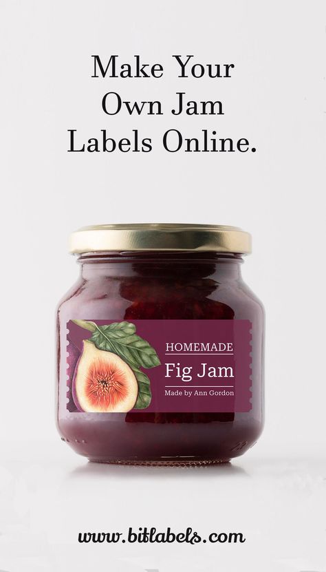 Natural Beauty Products Packaging, Homemade Fig Jam, Jam Packaging, Jam Label, Homemade Products, How To Make Jam, Fig Jam, Homemade Jam, Vinyl Sticker Paper