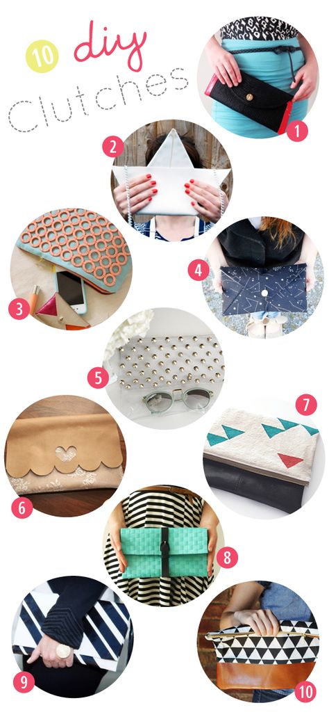 10 great DIY clutches Envelope Clutch Pattern, Diy Clutch Purse, Mod Melts, Melbourne Trip, Lace Clutch, Leather Pouches, Best Leather Wallet, Clutch Pattern, Bag Tutorials