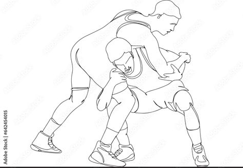 Download Wrestling Line Art Vector - Hand-Drawn One-Line Sketch, Continuous Line Wrestling Player - Vector Cartoon Illustration, One-Line Drawing of Wrestler - Wrestling Clip Art Stock Vector and explore similar vectors at Adobe Stock. Wrestling Drawings, Line Art Vector, Line Sketch, Vector Cartoon, Continuous Line, Vector Drawing, Vector Hand, Cartoon Illustration, Line Drawing