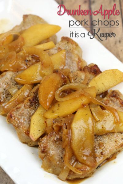 Drunken Apple Pork Chops - It Is a Keeper Apple Cider Pork Chops Baked, Boneless Pork Chops With Apples, Angry Orchard Recipes, Drunken Pork Chops, Pork Chops And Apples, Apple Compote, Angry Orchard, Apple Pork, Apple Pork Chops