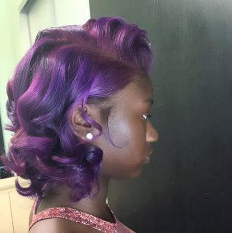 Purple Natural Hair, Purple Bob, Pressed Natural Hair, Silk Press Natural Hair, Dyed Hair Purple, Find Hairstyles, Gorgeous Hair Color, Dyed Hair Inspiration, Dyed Natural Hair