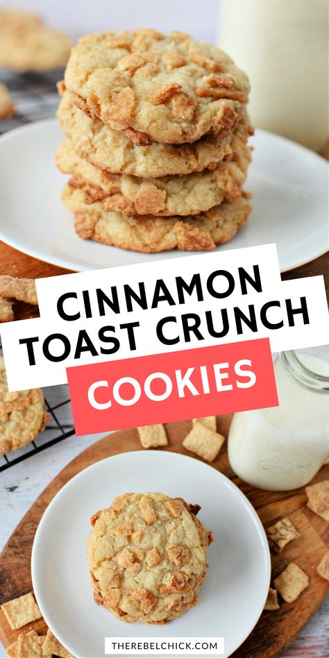 Cinnamon Toast Crunch Cookies Recipe, Cinnamon Toast Cookies, Cinnamon Toast Crunch Recipes, French Toast Cookies, Cinnamon Toast Crunch Cookies, Sweet Brunch Recipes, Cinnamon Toast Crunch Cereal, Breakfast Dessert Recipes, Crunch Cookies