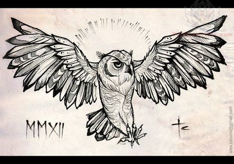 Colorful Owl Drawing, Alex Tabuns, Owl Tattoo Chest, Traditional Owl Tattoos, Owl Tattoo Meaning, Owl Tattoo Drawings, Wings Sketch, Clock Tattoo Design, Wings Drawing