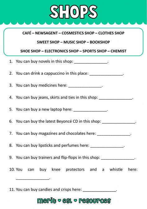 Shopping Vocabulary English, Vocabulary Worksheets Elementary, Vocabulary Activities Elementary, Simple Present Tense Worksheets, Live Worksheet, English Reading Skills, English Grammar Test, English Grammar Rules, Basic French Words