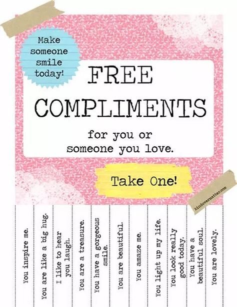 Printable Free Compliments Poster Compliment Words, Positive Quote Poster, Compliment Cards, Funny Share, Free Printable Wall Art, Outdoor Quotes, Travel Humor, Big Hugs, Certificate Templates