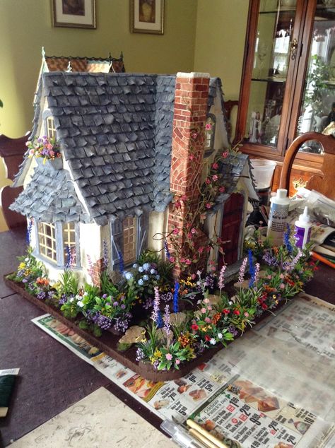 A&C Construction: The Storybook Cottage Diy Cottage House, Witches Cottage Dollhouse, Witch Cottage Dollhouse, Fairytale Dollhouse, Rik Pierce, Orchid Dollhouse, Cottagecore Decorations, Storybook Christmas, Dollhouse Cottage