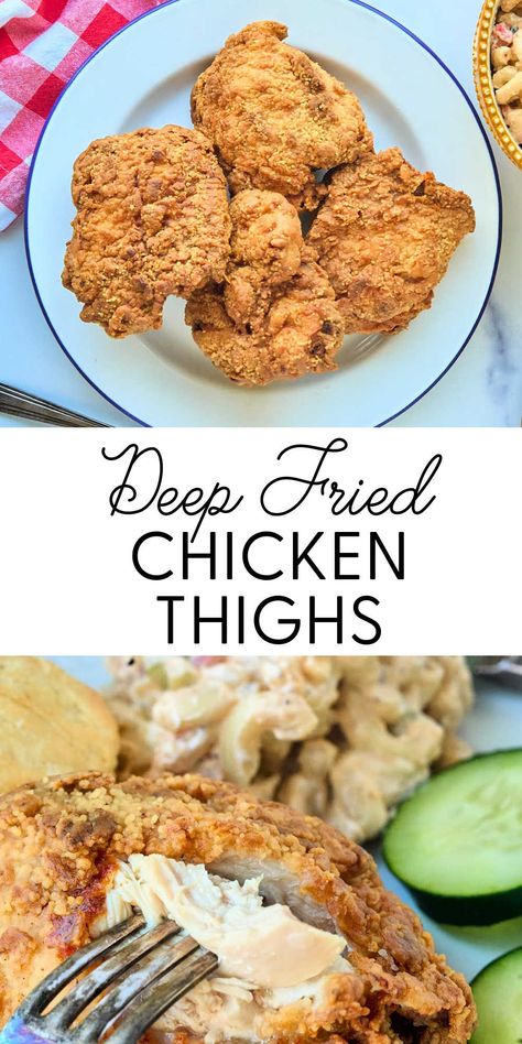 Pan Fried Chicken Thighs Boneless, Fried Boneless Skinless Chicken Thigh Recipes, Fried Chicken Thighs Bone In, Fried Boneless Chicken Thighs, Fried Chicken Thighs Boneless, Cast Iron Fried Chicken, Deep Fried Chicken Breast, Breaded Chicken Thighs, Fried Chicken Thigh Recipes