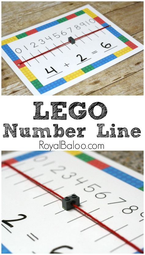 LEGO Number Line mat for LEGO addition and subtraction! Number Line Addition, Lego Math, Addition Practice, Kindergarten Math Activities, Math Help, Math Addition, Aktivitas Montessori, Math Methods, Math Activities Preschool