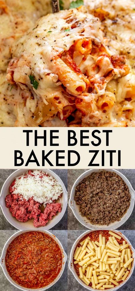 Big Meals For A Crowd, Recipe For Baked Ziti, The Best Baked Ziti, Best Baked Ziti, Baked Ziti With Ricotta, Easy Baked Ziti, Ziti Recipe, Ziti Pasta, Ground Beef Pasta