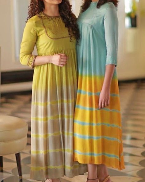 Tie And Dye Kurti Design, Derby Dresses, Embellishment Embroidery, Frocks And Gowns, Frock Fashion, Simple Kurta Designs, Designer Kurti Patterns, Simple Kurti Designs, Long Kurti Designs