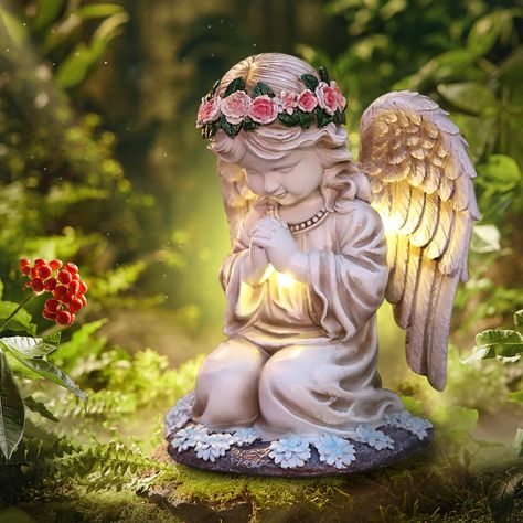 Angels Figurines, Mom Angel, Angel Praying, Angel Statues Sculpture, Angel Garden Statues, Angel Garden, Prayer Garden, Outdoor Garden Statues, Garden Figurines