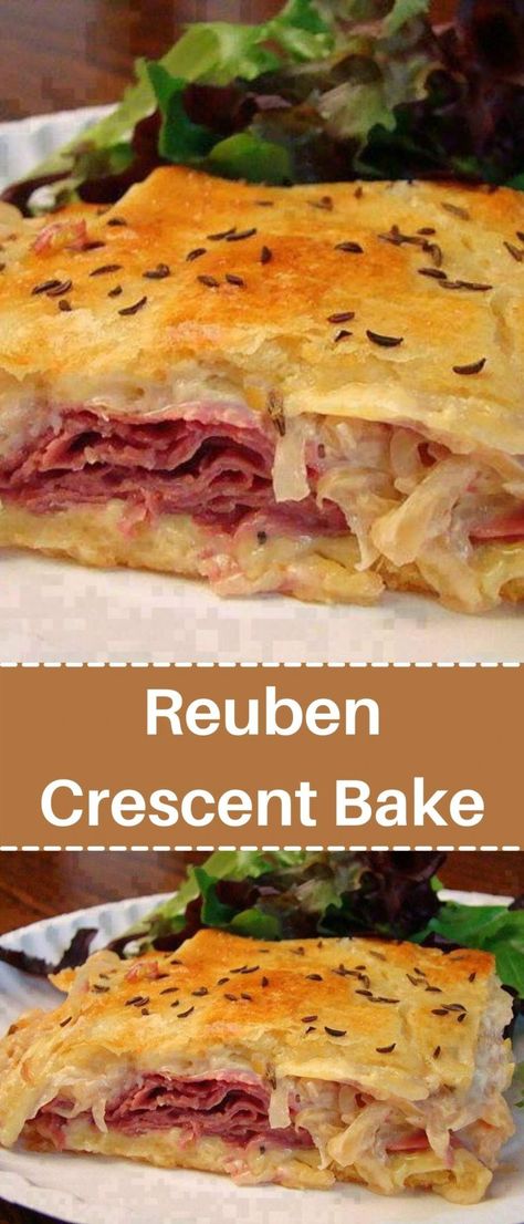 Crescent Roll Recipes Dinner, Reuben Recipe, Reuben Casserole, Crescent Bake, Parties Food, Pillsbury Recipes, Corned Beef Recipes, Thousand Island, Crescent Roll Recipes