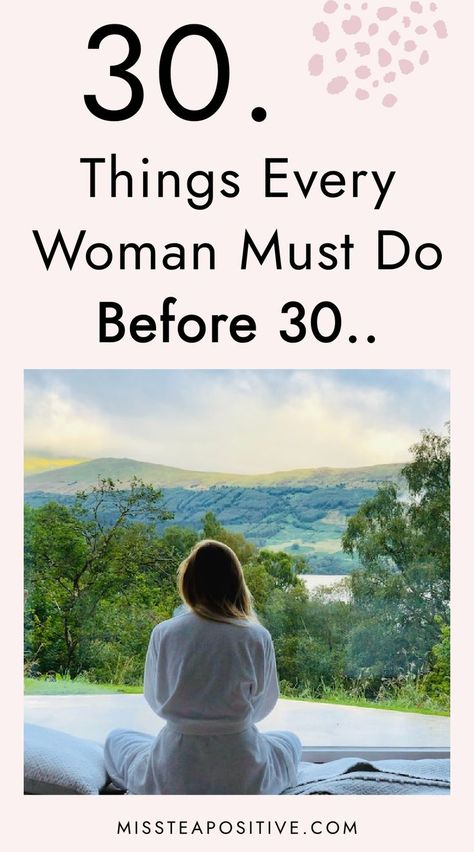 What to do before you turn 30? Check out my 30 Before 30 bucket list for inspiration! This free 30 things to do before 30 checklist includes list of life goals for your 20s, important things you should do in your 20s, bucket list ideas for women to do before their 30th birthday, fun activities to do in your 20s, dream bucket list things you must do in your 20s and productive things to do in your 20s. 20s To Do List, 30 Goals Before 30, 30 Things To Do Before 30 Checklist, Goals For 30s, Ideas 30th Birthday For Women, Before 30 Goals, What To Do In Your 30s, Goals In Your 20s, 30 Things To Do In Your 30s