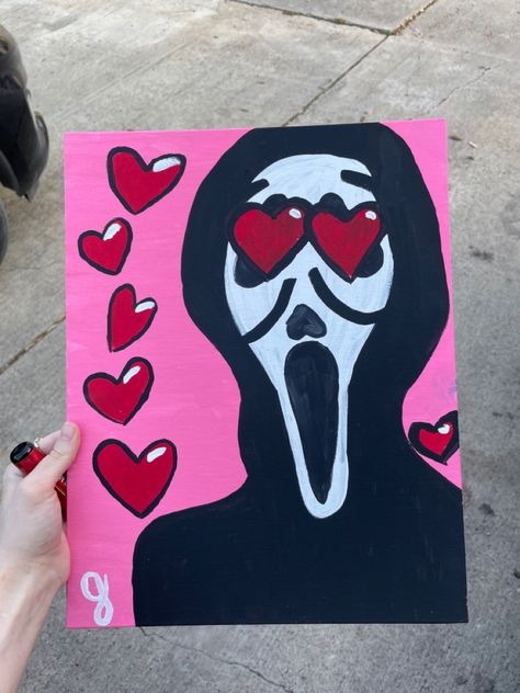 Scream Mask Painting Canvas, Easy Painting Ideas Grunge, Baddie Canvas Art, Scream Painting Easy, Painting Ideas On Canvas Baddie, Baddie Paintings Canvas Easy, Painting Ideas On Canvas Trippy Easy, Y2k Painting Ideas On Canvas Easy, Scream Canvas Painting