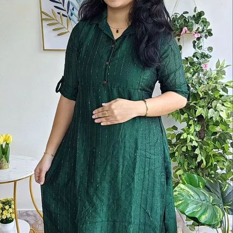 Feeding Party Wear Dress, Full Collar Kurti Design, Feeding Kurtis Design With Zip, Maternity Party Wear, Feeding Kurtis, Feeding Kurti, Collar Kurti Design, Collar Kurti, Silk Kurti