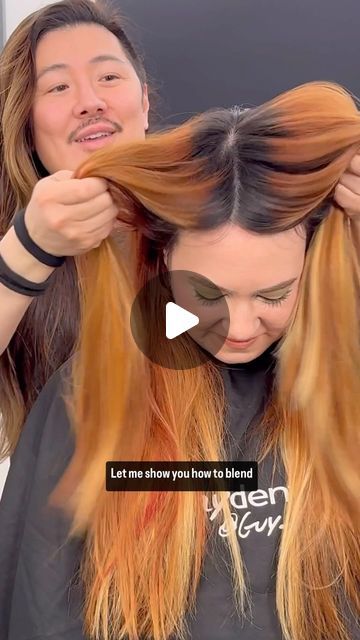 Guy Tang® on Instagram: "You can create this copper color by using the NEW Midnight Flame 7 in @guytang_mydentity 
Here is formula and steps on her natural level 5 hair.
Highlight the hair using #GuyTang #Magnum 8 with #LiftMeUp Bright blonde added in. Of course with @olaplex no1 #olaplex and MyHero Collagen powder.
Base the hair using Midnight Flame 7 with 20vol around the foils.
After processing on damp hair at the shampoo bowl apply @guytang_mydentity Vibrant Pastel Cosmic Coral over the blonde highlights to give the blonde a soft coral tone to compliment the beautiful rich #copper base color.
🤍Shampoo and conditioned with #GuyTang #MyHero Nourishing System." Ginger Vs Copper Hair Color, Level 7 Hair Color Formulas, Ash Blonde With Copper Highlights, From Copper To Blonde Hair, Copper Blonde Hair Color Formulas, Copper Honey Hair, Cooper With Blonde Money Piece, Strawberry Blonde Hair Toner, Copper Balayage Formula