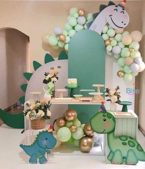 Baby Dinosaur First Birthday Party, Dinosaur Themed Birthday Party Decorations Decorating Ideas, Baby Boy First Birthday Dinosaur Theme, First Dinosaur Birthday Party, 1st Dinosaur Birthday Party, One O Saurus Birthday, Dinasour Theme Birthday Party, Dinosaur One Year Birthday, Dinosaurs Birthday Party Ideas