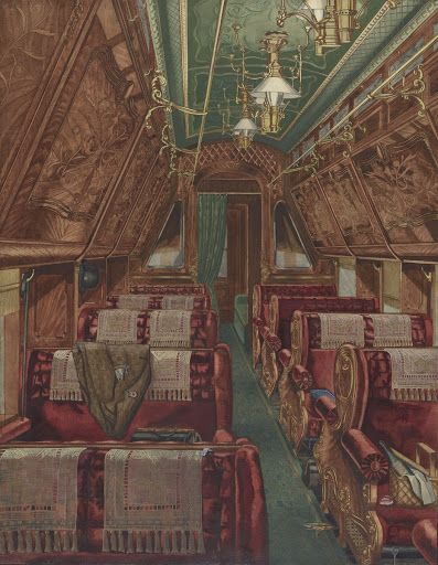 Interior of Pullman Coach, 1888 Old Train Aesthetic, Vintage Train Aesthetic, Railway Aesthetic, Western Train, Pullman Train, Train Aesthetic, Adding Machine, 16mm Film, Luxury Train