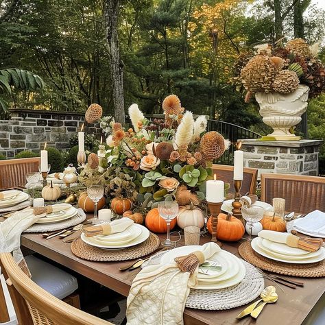 fall_tablescapes_circle_table (8) Fall Tablescapes Farmhouse, Harvest Tables, Round Table Decor, Fall Brunch, Farmhouse Glam, Fall Dinner Party, Fall Table Centerpieces, Table 8, Circle Table