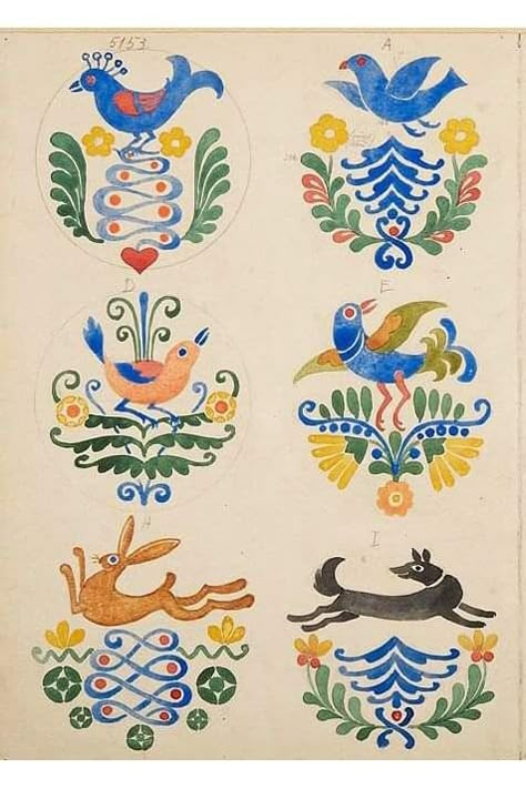 Folk Illustration, German Folk, Arte Folk, Polish Folk Art, Decor Illustration, Hungarian Embroidery, Folk Painting, Polish Folk, Folk Art Flowers