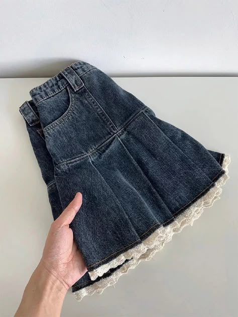 Get ready to turn heads with our Lace Trim Pleated Denim Mini Skort! This classic skort is the perfect addition to any girly wardrobe. With its flirty pleated denim skirt and delicate lace trim, it's sure to add a fun and playful touch to any outfit. Elevate your style game with this must-have piece. Size Chart: Size Waist (cm) Hip (cm) Length (cm) Waist (in) Hip (in) Length (in) S 64 92 37 25.20 36.22 14.57 M 68 96 38 26.77 37.80 14.96 L 72 100 39 28.35 39.37 15.35 XL 76 104 40 29.92 40.94 15.7 Mini Skirt Aesthetic, Corduroy Skirt Outfit, Skirts Y2k, Retro Kawaii, Pleated Denim Skirt, Mini Skirt Fashion, Korean Skirt, A Line Denim Skirt, Vintage Denim Skirt