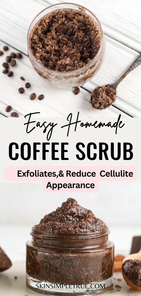 DIY Homemade Coffee Body Scrub Recipe Coffee Body Scrub Recipe, Coffee Body Scrub Diy, Exfoliating Body Scrub Diy, Homemade Exfoliating Scrub, Vanilla Scrub, Coffee Scrub Recipe, Body Scrub Homemade Recipes, Homemade Coffee Scrub, Scrub Recipe Diy