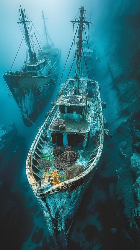 Sunken Ship #Mystery: Eerie #underwater scene of #sunken #ships resting silently in the blue depths of the #ocean. #DeepSea #Shipwreck #MaritimeHistory #ScubaDiving #AncientWrecks #aiart #aiphoto #stockcake ⬇️ Download and 📝 Prompt 👉 https://stockcake.com/i/sunken-ship-mystery_384273_357429 Money Animation, Underwater Shipwreck, Sunken Ships, Sunken Ship, Nautical Wallpaper, Underwater Scene, Water Logo, Linocut Art, Wild Adventures