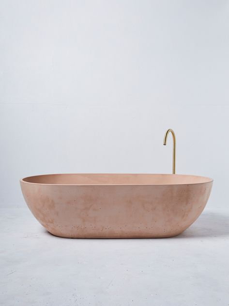 Concrete Bathtub, Concrete Bath, Pink Baths, Standing Bath, Freestanding Bath, Bathroom Inspo, Polished Concrete, Free Standing Bath, Industrial Chic