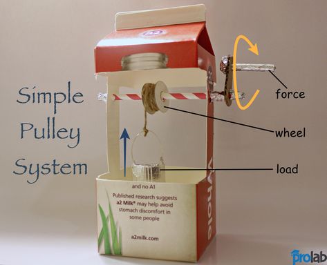 A simple pulley system Pulley Ideas, Simple Machines Activities, Simple Machine Projects, Pulleys And Gears, Simple Machine, Steam Projects, Pulley System, Science Projects For Kids, Machining Projects