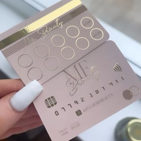 LOGOS • BRANDING • PRINT on Instagram: "Gold foil loyalty credit cards for @mollymebeauty & @elliemebeauty 😍 #brandedbyholly #businesscards #loyaltycards #creditcardbusinesscard #goldfoilcards #beauty #findmydesign" Credit Card Loyalty Cards, Vip Card Design Ideas, Credit Card Business Card Design, Nail Loyalty Card, Credit Card Design Ideas, Loyalty Cards Ideas, Nail Suite, Vip Card Design, Cart Visit