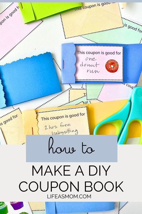 A DIY Coupon Book is the perfect last-minute gift. It's easy, affordable, and fun to make. With my free printable coupons, paper, scissors, and a few embellishments, you can make your own coupon book in about 15 minutes. Just follow this easy tutorial. Diy Coupon Book, Coupon Books For Boyfriend, Books For Teen Boys, Coupon Book Diy, Printable Tickets, Restaurant Coupons, Diy Coupons, Free Printable Coupons, Diy Birthday Gifts For Friends