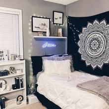 Ombre Bedroom, Unique Dorm Room, Reka Bentuk Bilik Tidur, Black And White Mandala, Bedroom Ideas For Small Rooms, College Dorm Room Decor, White Mandala, Dorm Room Designs, Makeup Room Decor