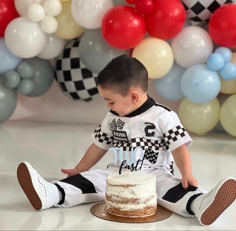 Two Fast Two Furious Photoshoot, Race Car First Birthday Photoshoot, Two Fast Outfit, 2 Fast Photo Shoot, Two Fast Birthday Pictures, Grand Prix Birthday Party, Race Car Photoshoot Kids, Two Fast Birthday Photoshoot, Two Fast Photoshoot